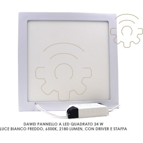 Driwei faro faretto da incasso a led bianco freddo quadrato 24W 6500k con driver per cartongesso garanzia 2 anni (1/2)