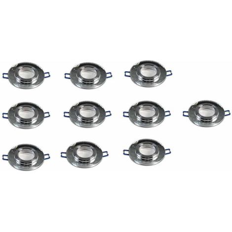 Kit 10 Portafaretto incasso per faretto tondo in vetro effetto specchio taglio di diamante argento foro 50 mm