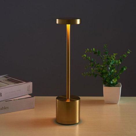 Lampe de bureau LED rechargeable 800mAh – 3 modes de couleur – Sans fil USB or (1/4)
