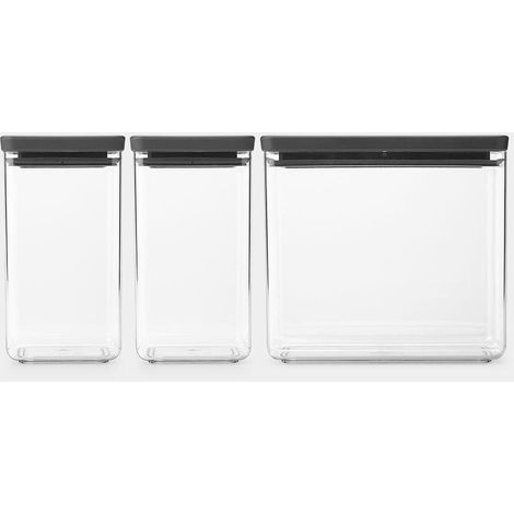 Brabantia Tasty+ Set de tarros apilables gris oscuro (1/3)
