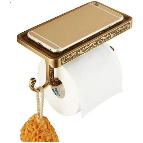 porte-papier hygiénique mural chromé/doré, support de téléphone, matériel de salle de bain, accessoires de toilette (1/4)