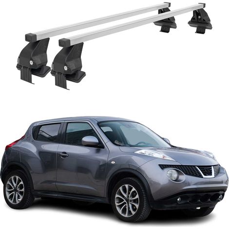 OMAC Dachträger Querträger Stahl für Nissan Juke I 2010-2019 – Abschließbar – City-Crash-getestet – DIN 75302:2019 – ISO/PAS 11154:2006 – Max. 50 kg Silber (1/5)