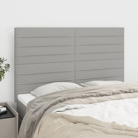4 pcs Têtes de lit avec oreilles, Tableau décoratif de chevet élégante Gris clair 72x5x78/88 cm Tissu SDG22678 (1/5)