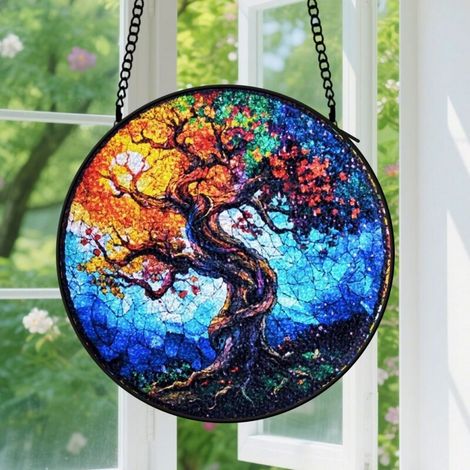 Capteur de Soleil en Vitrail Décoration Spirituelle pour Maison 20cm