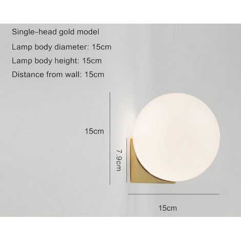 Applique Murale de Chevet en Verre, Luminaire Mural Doré Simple Tête pour Couloir et Chambre à Coucher (1/5)