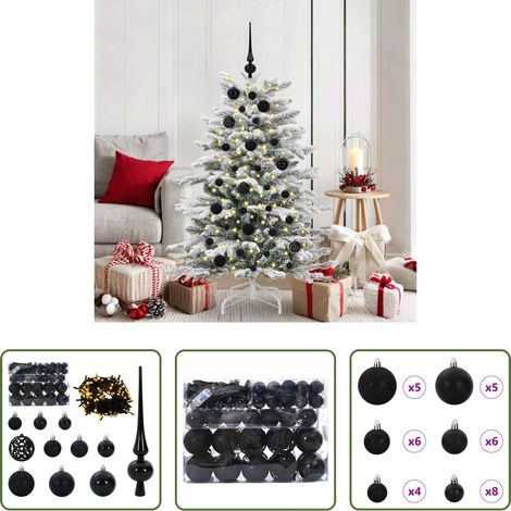 Éclairage LED -  Ensemble de Boules de Noël avec 150 LED 61 pcs Noir Plastique (1/5)