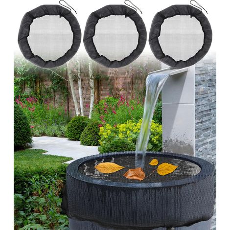 3 PCS Filet pour Citerne de Pluie, 80 cm Housse pour tonneau de Pluie avec Cordon de Serrage, Filet de Protection pour Tonneau de Pluie, De Pluie Ronde,Protection Contre Les Moustiques et Les Feuilles (1/5)