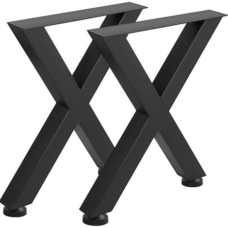 Pieds de table métal noir 28,3 x 23,6 pouces, cadre en X, pieds de banc acier style campagne, café, bar, usage polyvalent (1/5)