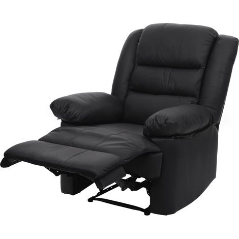 [NON UTILIZZATO] Poltrona relax reclinabile TV HHG-841 regolabile vera pelle ecopelle nero