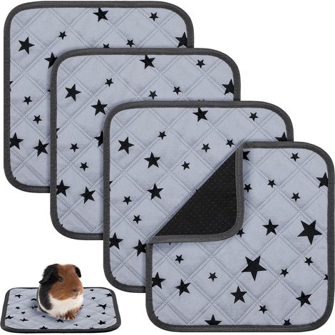 Sollbry 4 alfombrillas reutilizables para jaula de cobayas, absorbentes, de forro polar, antideslizantes, lavables y con estampado de estrellas (30 x 30 cm) (1/5)