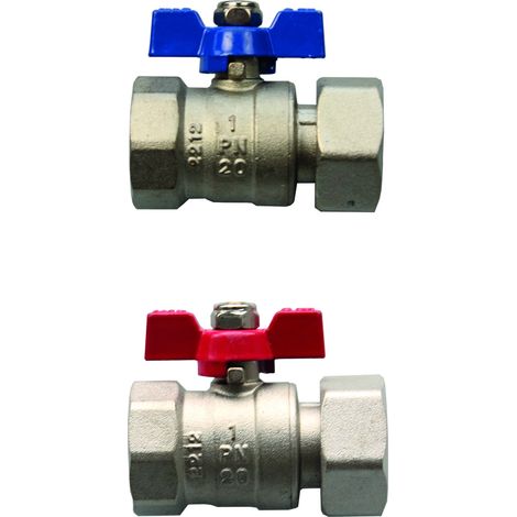 SCHÜTZ Set valvole a sfera per intercettazione collettore nichelato, 1" FI / 1" FI, standard, 5000732