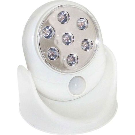 1 lampe blanche à 7 LED, à piles avec détecteur de mouvement sans fil pour jardin, intérieur, extérieur, terrasse et abri de jardin, 12,5 cm (1/5)