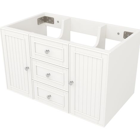Mobile lavabo sospeso bianco in MDF e metallo 78,5 x 46 x 46,8 cm (1/5)