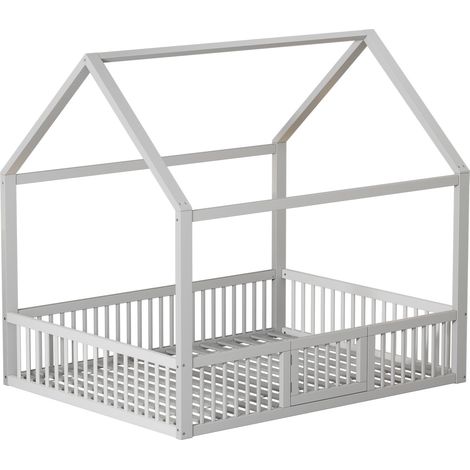 Letto a casetta bambino 140 x 200 cm in legno e MDF con sponda e porticina bianco HOMVRA (1/5)
