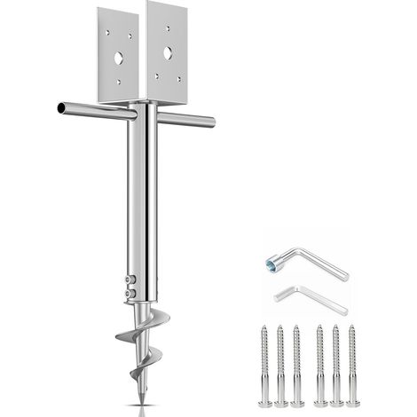 1 piquet d'ancrage en acier inoxydable 304 sans creuser 10,2 x 10,2 cm (8,9 x 8,9 cm), support de poteau, piquet à vis en forme de U amovible, foret de moulage pour boîte aux lettres, panneaux de (1/5)