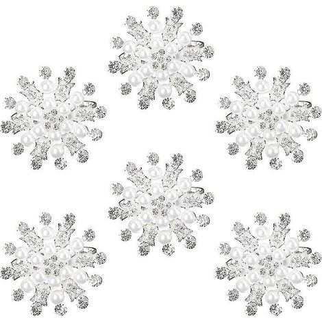Lot de 6 ronds de serviette flocons de neige de Noël