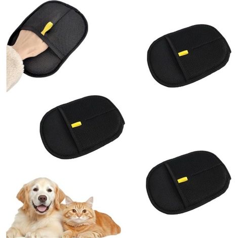 Lot de 2 paires de gants anti-poils statiques pour animaux de compagnie,réutilisables,nettoyants et épilatoires,noirs,23x17 cm (1/5)