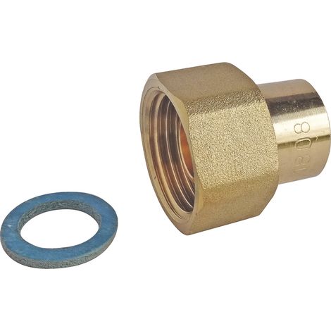 Raccord 2 pièces pour GAZ NATUREL - Cuivre Ø14 - Ecr.tournant F15/21 (1/4)