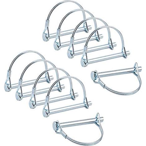 10pcs Axe de verrouillage de broche de coupleur de sécurité, 1/4 pouce de verrouillage de prise de force avec fil de retenue rond pour jardin de pelouse de remorques de ferme (1/5)