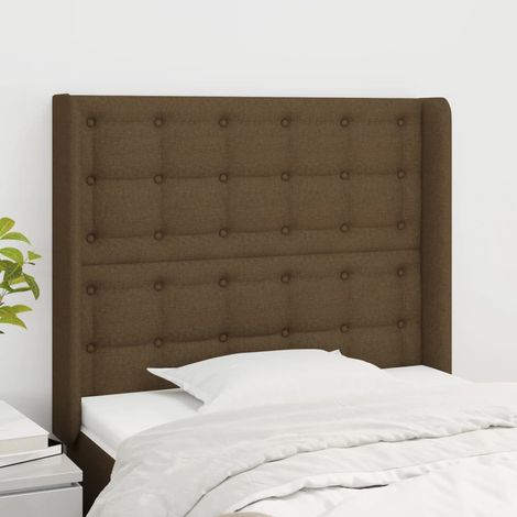 Kopfteil mit Ohren Dunkelbraun 83x16x118/128 cm Stoff (1/5)