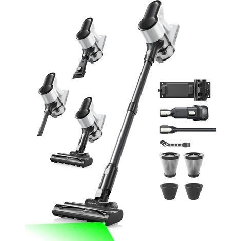 Aspirateur Balai sans Fil, 550W/50 Min/50 KPa Avec Filtration 8 Couches, Allègement, Pour Sols, Tapis et Cheveux, Noir et Blanc (1/5)