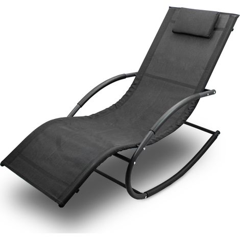 Sonnenliege Gartenliege Relaxliege Schaukelliege Liegestuhl Schaukelstuhl (1 Liege)(Schwarz) (1/4)
