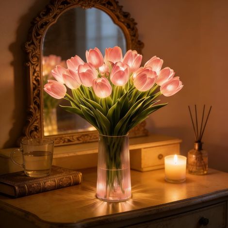 Veilleuse tulipe, lampe d'ambiance à LED chaude (1/5)