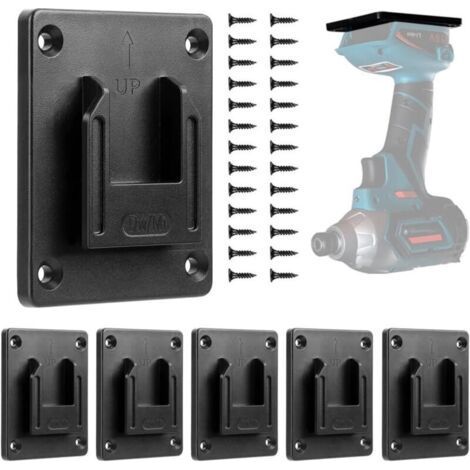 Lot de 6 porte-outils muraux pour Dewalt 12-20 V/Milwaukee 14,4-18 V - Support de perceuse électrique - Support d'atelier - Stockage (noir) (1/5)
