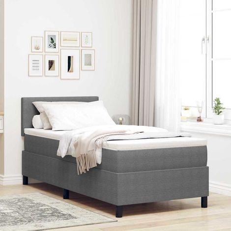LED Boxspringbett Hellgrau und Weiß 80 x 200 cm Cordstoff