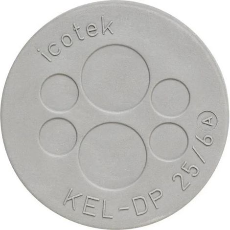 Icotek KEL-DP 25/6 placa de paso de cable gris elastómero