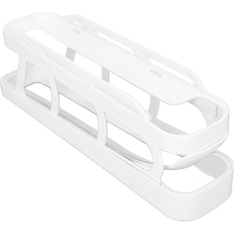 Distributeur d'œufs roulant 2 niveaux, gain de place, support à œufs automatique à roulement pour réfrigérateur et plan de travail, blanc (1/5)