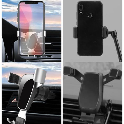 Support de téléphone de voiture (plastique noir) avec fixation par gravité et clip pour système de navigation intégré à la grille d'aération (Échantillon non disponible, en cours de développement) (Ex (1/5)