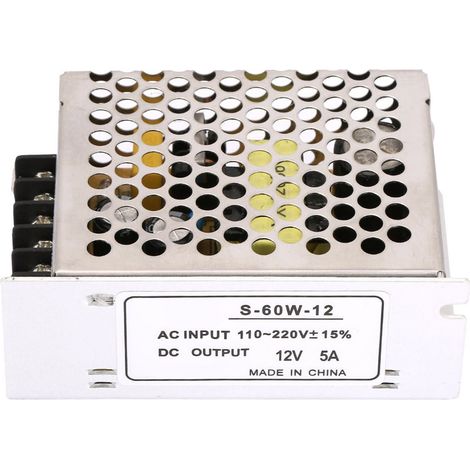 Convertisseur de tension 5A 12V AC/DC, alimentation à découpage régulée universelle pour LED