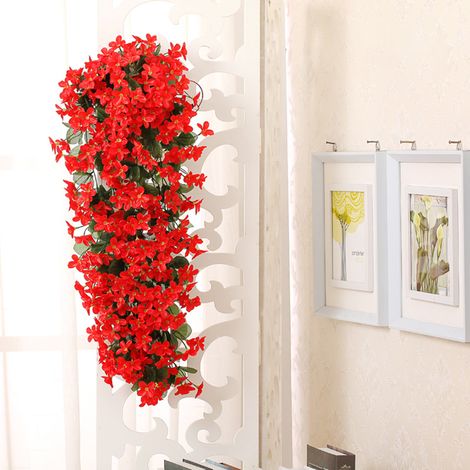 Wall Hanging Fake Flower Violet Window Balcony Decoration,Red (1/4)