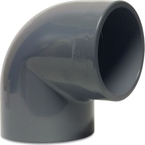Mega Winkel 90° PVC-U 160 mm Klebemuffe 16 bar, grau