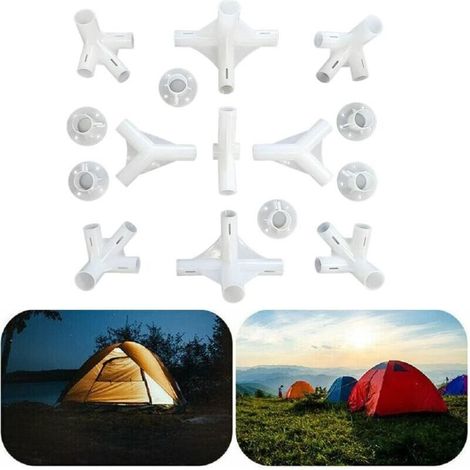 Confezione da 15 connettori in plastica per tende da campeggio, adatti a gazebo da 3 x 6 m, con piedini di collegamento centrali da 25/19 mm. (1/5)