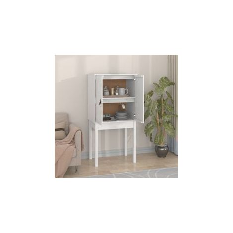 Buffet haut Blanc 60x40x120 Bois massif de pin (1/5)