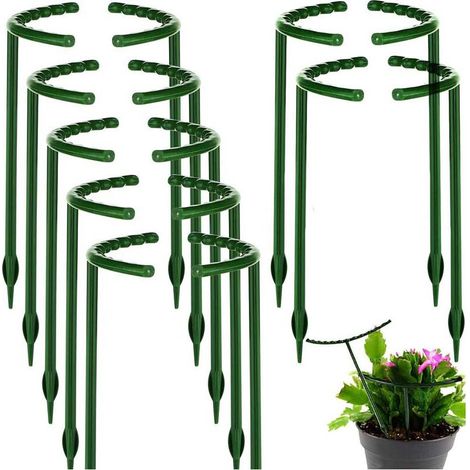 Kit de 10 Tuteurs pour Plantes, Supports pour Plantes Grimpantes et Fleurs, Tuteur Demi Cercle Anneau de Support de Plantes de Jardin Vert pour Fleurs, et vivaces (1/5)