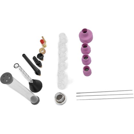 Buse de soudure TIG Argon avec débitmètre, aiguille tungstène 1,6mm et joints d'étanchéité, kit complet pour torches WP-17/18/26. (1/5)