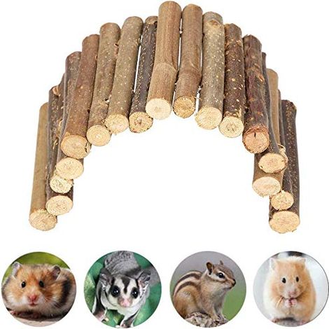 Pont Bois Hamster, Cachette Tortue Échelle en Bois Reptile Cachette Maison Clôture Pont pour Reptile Lézard Tortue Hérisson Petit Animal Chew Toy (Moyen) (1/5)