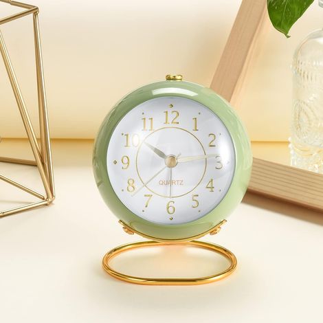 Réveils Analogiques - Rétro-Éclairage Mignon Conception Simple Petite Horloge De Bureau Avec Veilleuse - Silencieux Sans Tic-Tac - Alimenté (1/5)