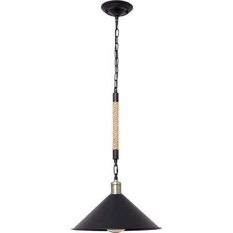 Colgante SOGA 1xE27 Al.Reg.xD.36cm Cuerda Negro (1/3)