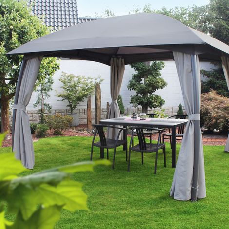 Leco Garten-Pavillon "Milena" mit Seitenvorhängen, grau, 330 x 330 x 268 cm (L x B x H) (1/5)