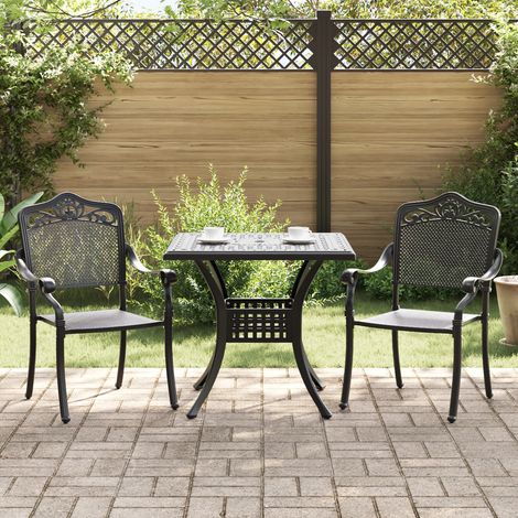 3-tlg. Garten-Bistroset Schwarz Aluminiumguss vidaXL (1/5)