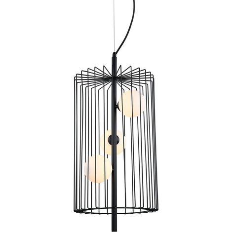 Italux Hayden - Pendentif suspendu moderne noir à 3 lumières avec abat-jour noir et blanc, G9 (1/2)
