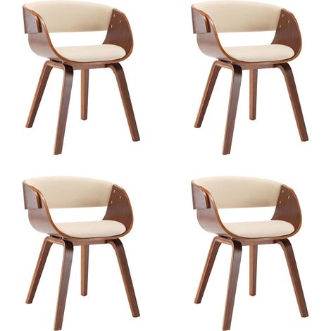 Maison Exclusive - Sedie da Pranzo 4 pz in Legno Curvato e Similpelle Crema (1/5)