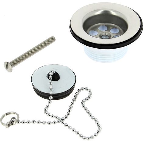 Nicoll – Bonde de lavabo plastique à bouchon-chaînette – Ø grille 65 mm – Hauteur 28 mm – Écrous ergonomiques pour montage rapide (1/3)