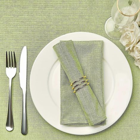 Serviettes en tissu vert olive, sans couture, infroissables, en lin (1/5)