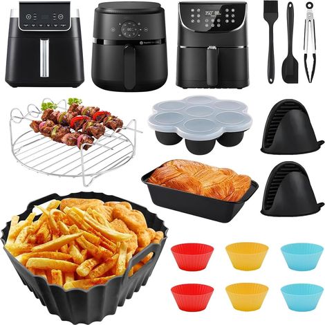 Accessories for Air Fryer 2000 Series NA229/00 4.2L, Silicone Mould for Fryer Accessories Oil-Free Flat Grill Tongs Silicone Utensils Air Fryer (1/5)