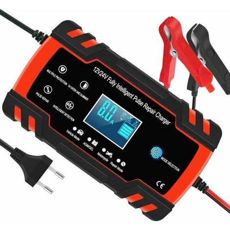 8A 12V/24V Smart Car and Motorcycle Battery Charger, Car Battery Charger Maintainer, 3-Stage Battery Charger with Automatic Repair Function (1/5)